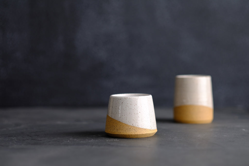 Speckled Ceramic Cup with White Glaze - 5oz