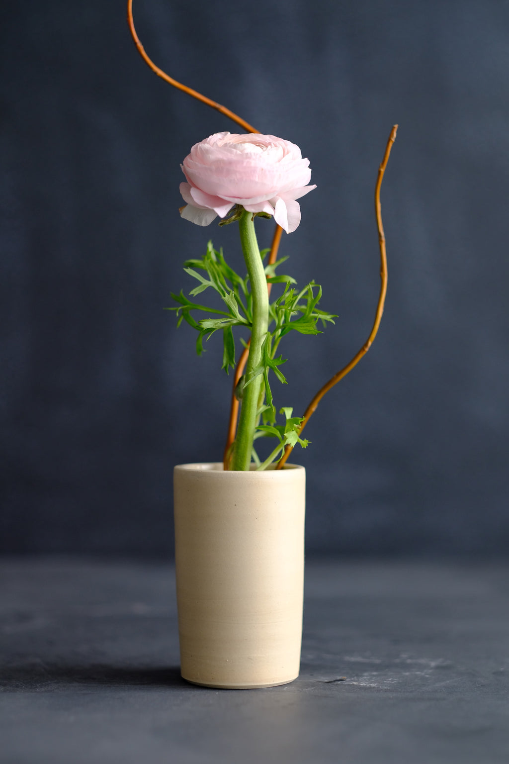 Cylindrical Cream Ceramic Vase