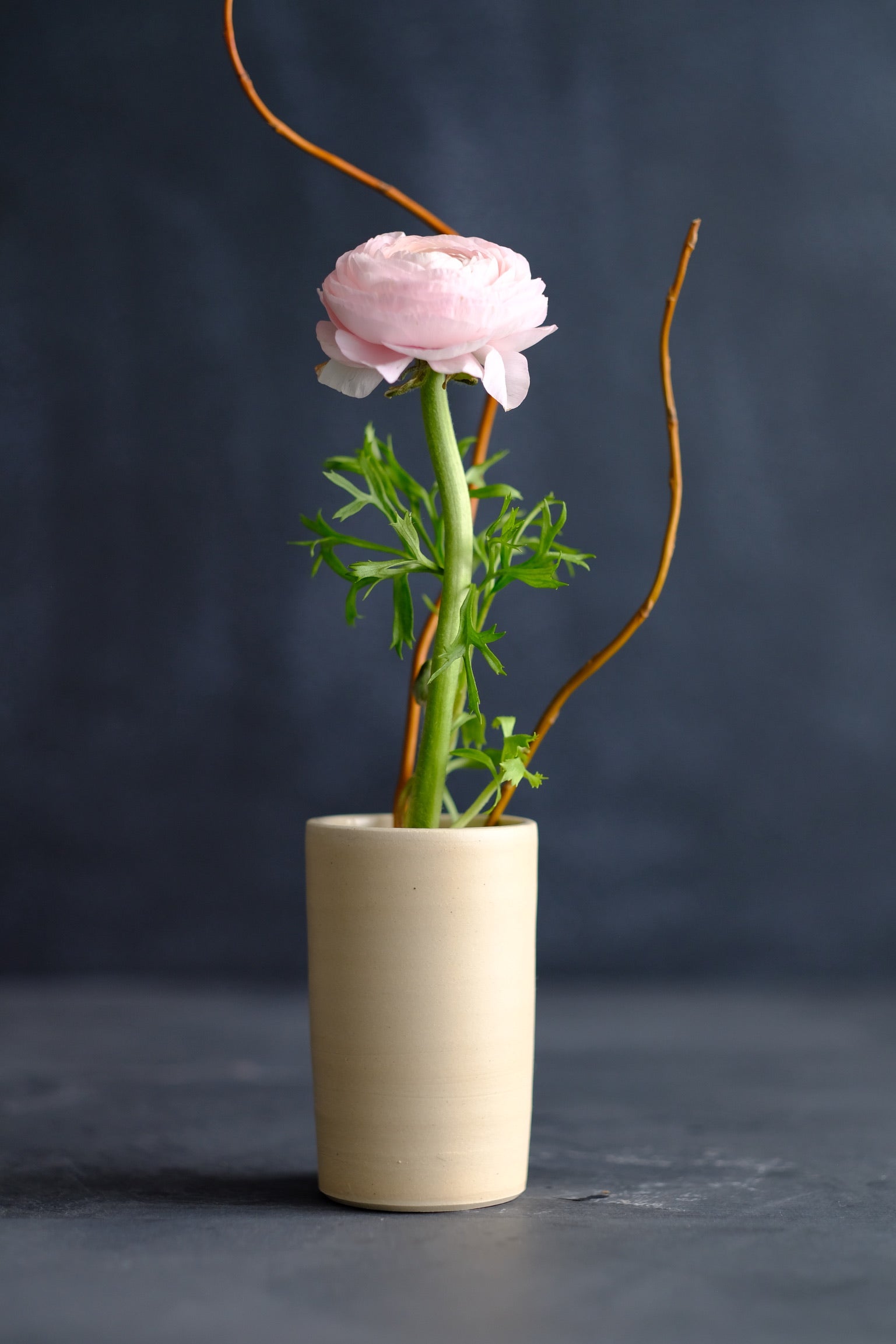 Cylindrical Cream Ceramic Vase