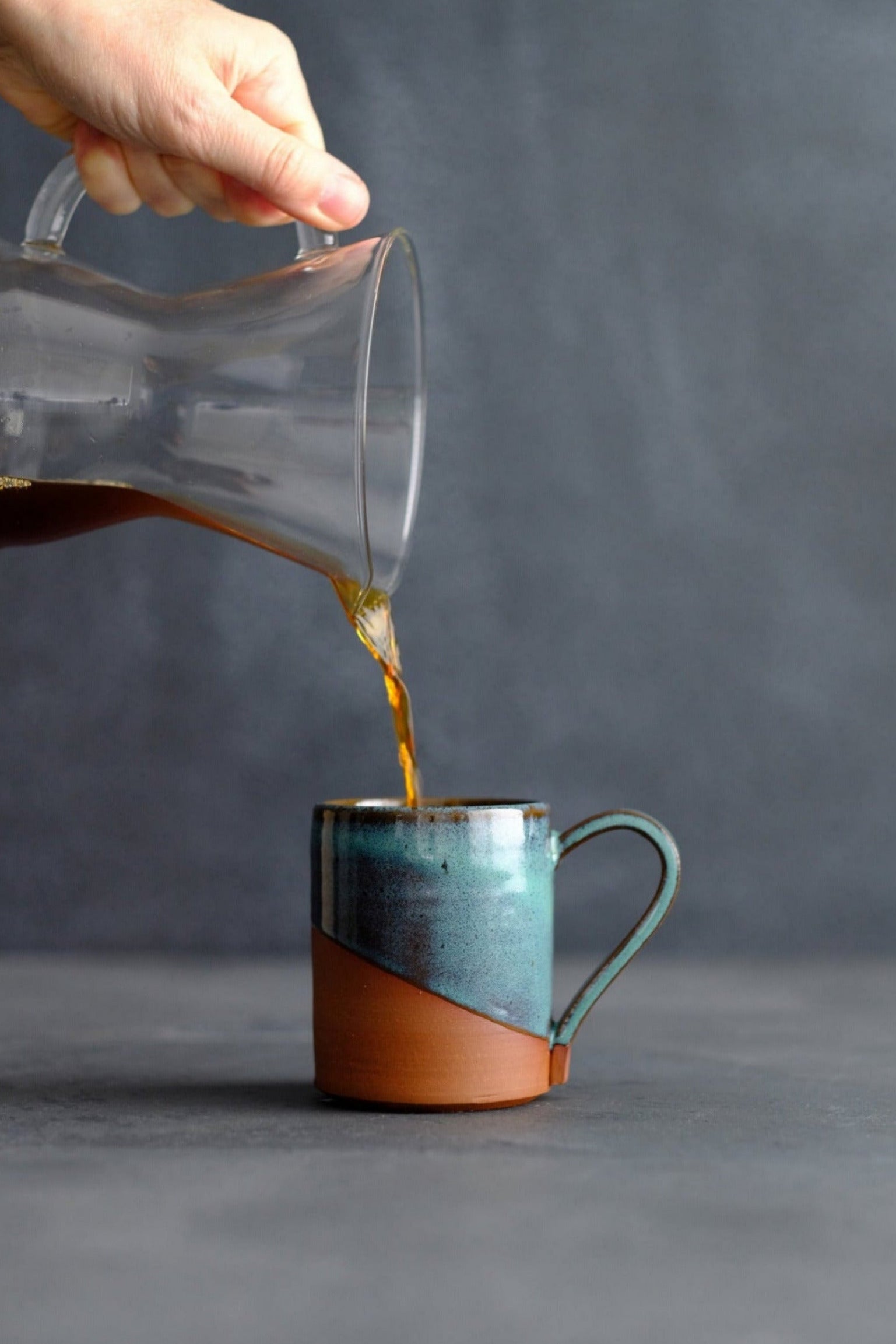 Blue-Green Glazed Ceramic Mug - 8oz