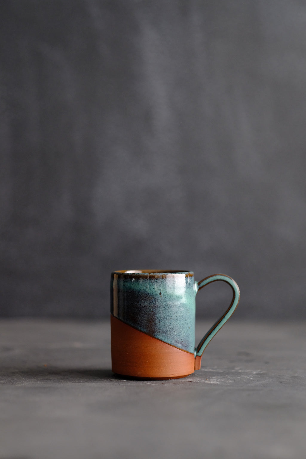 Blue-Green Glazed Ceramic Mug - 8oz